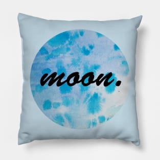 Blue watercolor circle moon Pillow