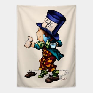 Vintage mad hatter with bright colors, from Alices adventures in wonderland tale Tapestry