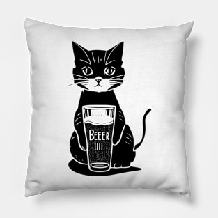 Cat with beer Pillow