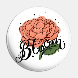 Bloom Flower Illustration Lettering Pin