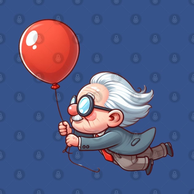 a grandfather flies using a balloon by EKLZR