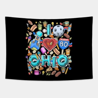 I love Ohio Doodle Art Tapestry