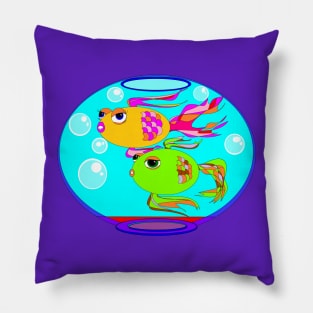 A Fishbowl with Two Fish Swimming Pillow