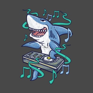 Funny Shark DJ Dance Music T-Shirt