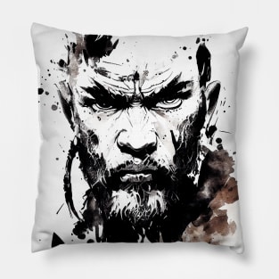 Warrior Man Wild Nature Free Spirit Art Brush Painting Pillow