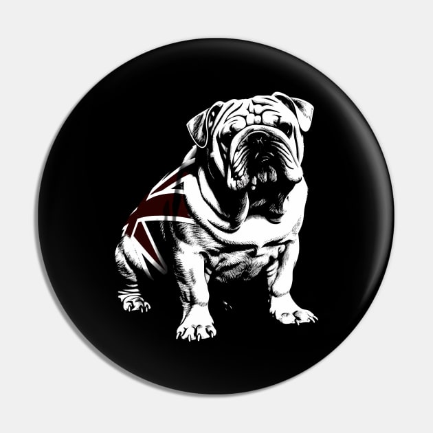 British Bulldog Union Jack Illustration - Patriotic Dog Design Pin by TeeTrendz