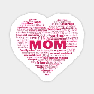 Heart Mom Word Cloud in Pink Magnet