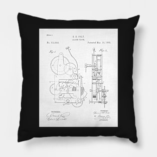 Alarm Clock Patent - Clockmaker Chronometer Art - White Pillow