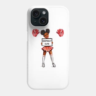 Inspirational motivational affirmation black anime girl cheerleader with Afro hair in puffs, brown eyes and dark brown skin side profile. Hair love ! Phone Case