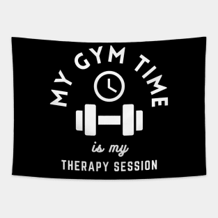 My gym time is my therapy session Funny Lifting Tapestry