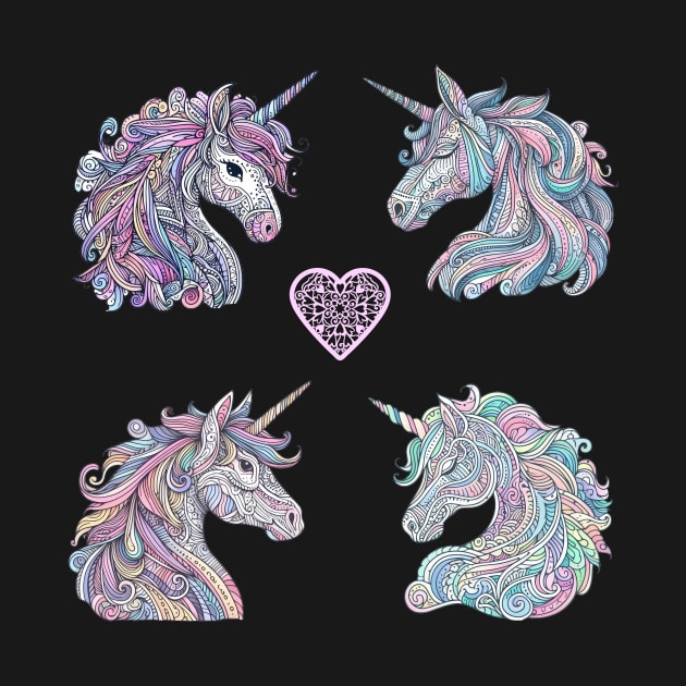 Pastel Tangle Unicorns by CeeGunn