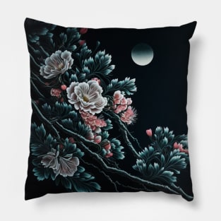 Cherry Blossom Flower at Night Pillow