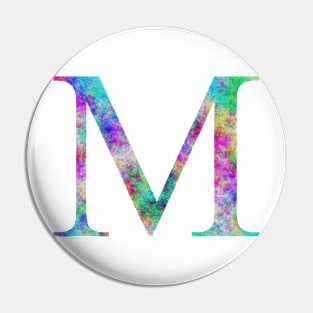 Watercolor Letter M Vibrant Opal Rainbow Pin