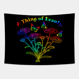 A Thing Of Beauty Neon Rainbow Flower Design Tapestry