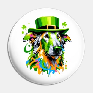 Sloughi Enjoys St. Patrick's Day in Leprechaun Hat Pin