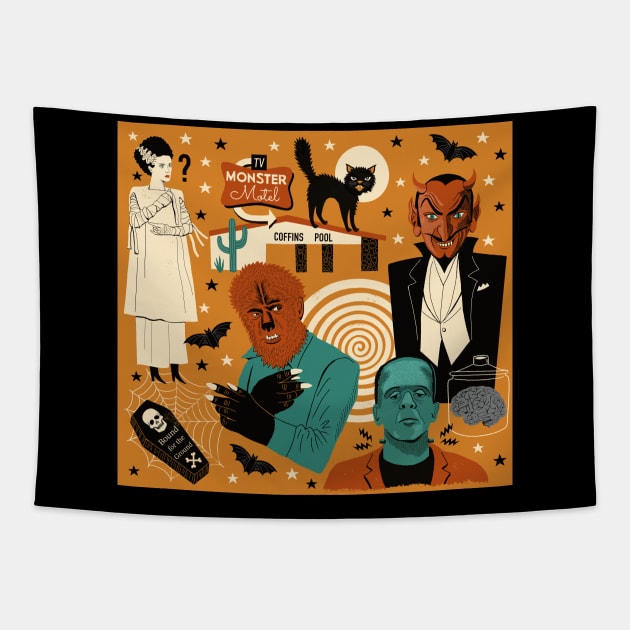 Monster Motel Tapestry by Ruby Ritz