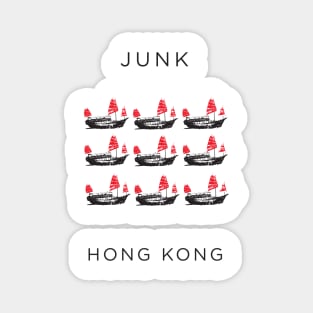 Red Sails, The Yesteryear of Hong Kong on an Old Junk Sailing Boat Magnet