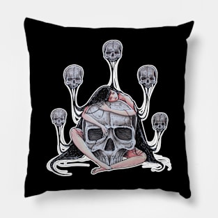 Skull girl black background Pillow