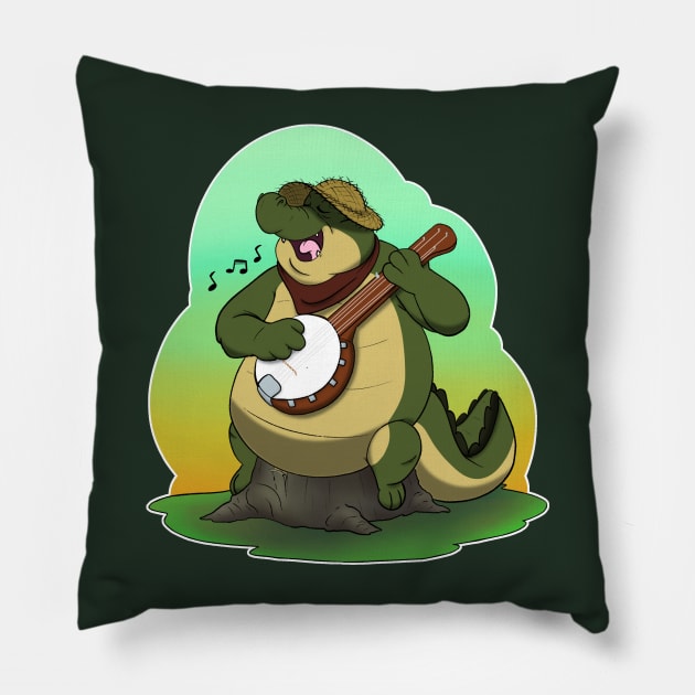 Bayou Gator 1 Pillow by JoshStevensIllustration