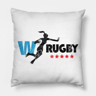 Womens Rugby - Dark Text distressed Pillow