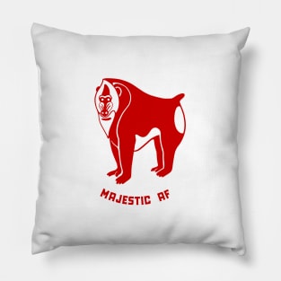 Mandrill monkey. Funny majestic dude. Stylized design, red ink Pillow