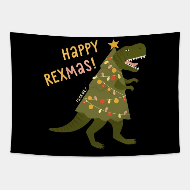 Tyrannosaurus christmas tree rex Tapestry by angelina_bambina