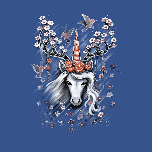 Deer Unicorn Flowers by c0y0te7