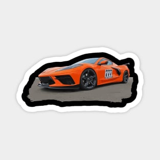 Orange C8 Corvette Jackpot 777 Supercar Racecar Sports Car Muscle Car Corvette C8 Magnet