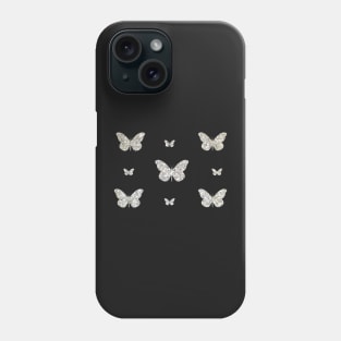 Silver Faux Glitter Butterflies Phone Case