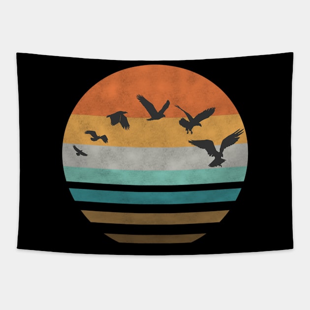 Vintage Sunset Bird Gift Tapestry by RRDESIGN