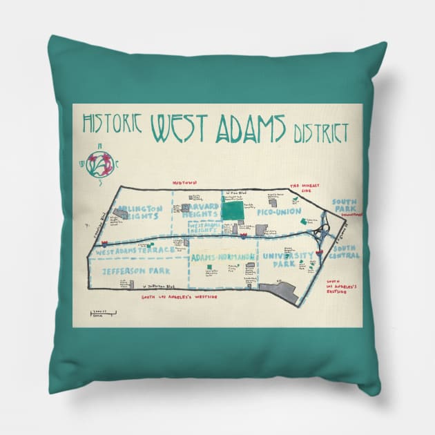 Historic West Adams Pillow by PendersleighAndSonsCartography