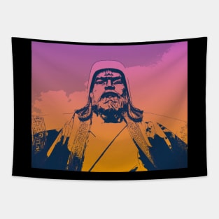 Vaporwave Genghis Khan 4227 Ulaanbaatar Tapestry