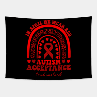 In April We Wear Red Autism Acceptance Tapestry