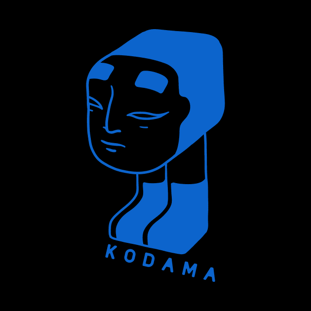 Not a traditional Kodama spirit, a ghost with onna men mask in blue ink by croquis design