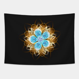 Abstract turquoise golden flower Tapestry