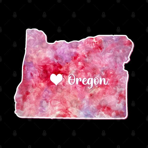 Oregon state map USA heart watercolor pink watercolour by WatercolorFun