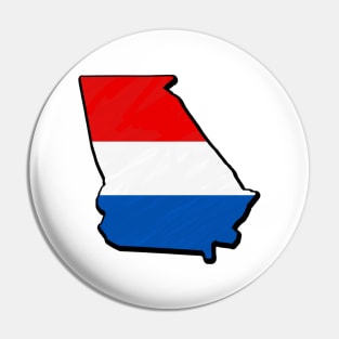 Red, White, and Blue Georgia Outline Pin