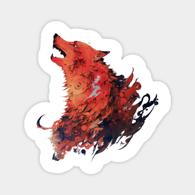 Fenrir: The Mighty Fire Wolf Magnet by MK3