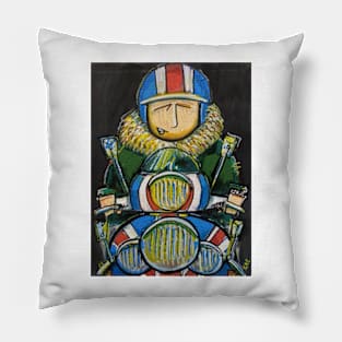 Retro Scooter, Classic Scooter, Scooterist, Scootering, Scooter Rider, Mod Art Pillow