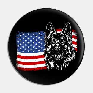 German Shepherd American Flag patriotic dog Pin