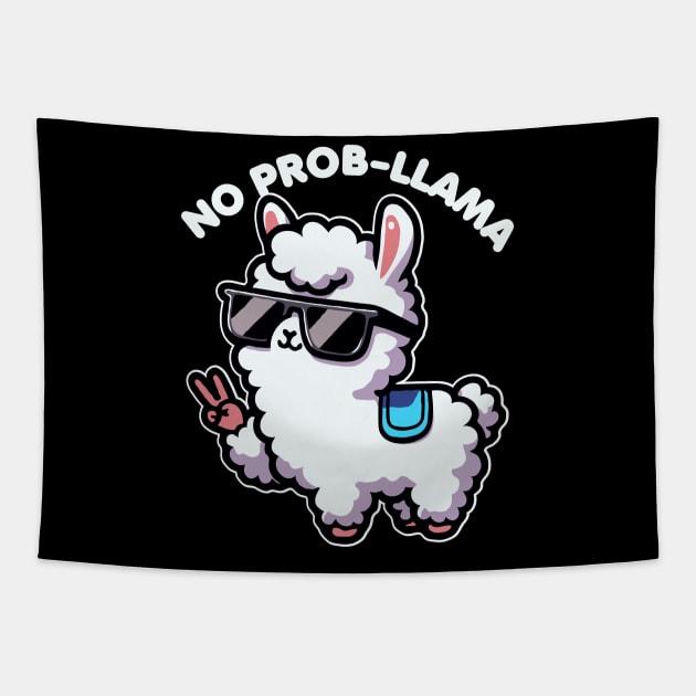 No Probllama Funny Llama Lover Pun Tapestry by valiantbrotha