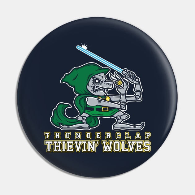 Thunderclap Thievin' Wolves Pin by mikehandyart