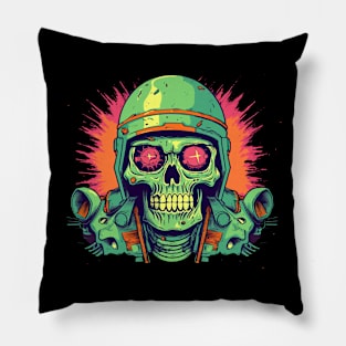Cyberpunk Soldier Sci-Fi Skull Pillow