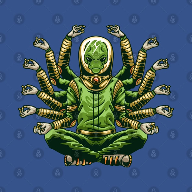 buddha alien doing yoga by Mako Design 