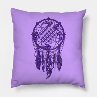 Dreamcatcher Flower Of Life Sea Turtle Violet Pillow