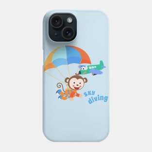 Vector illustration of a cute skydiver . Phone Case
