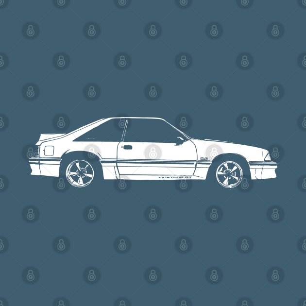 Ford Mustang GT (fox body) - stylized white on dark background by mal_photography