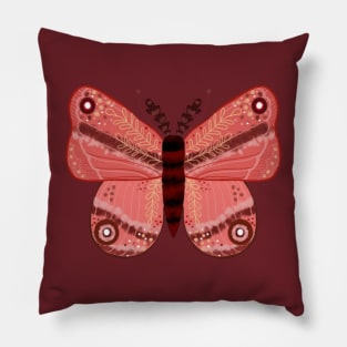 Pink and peach moth Pillow