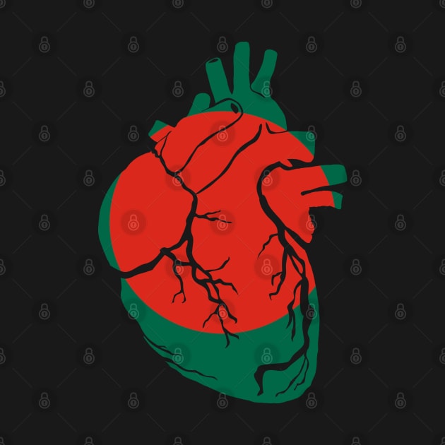 Bangladesh Flag, Anatomical Heart Design by Bun Art Store