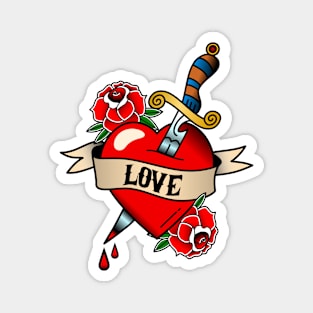 Love Heart - Tattoo Style Magnet